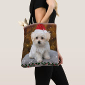 Malteser Welpe feiert Weihnachten Tasche (Von Nahem)