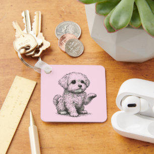 Malteser Welpe Schlüsselanhänger