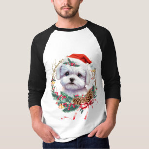 Malteser-Welpe Weihnachten, Xmas Malteser Hund T-Shirt