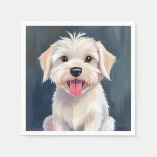 Malteser-Welpe Weiße-Hund-Malerei Serviette