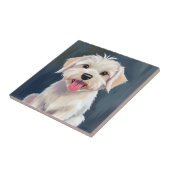 Malteser Welpe | Weißer Hund Gemälde Fliese (Seite)