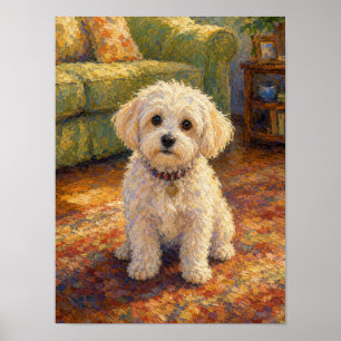 Malteser-Welpen-Wandkunst — impressionistische Fei Poster