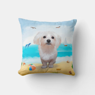 Malteserhund am Strand Kissen