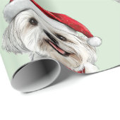 Malteserhund mit Weihnachtsmannmütze Geschenkpapier (Rolleneckpunkt)