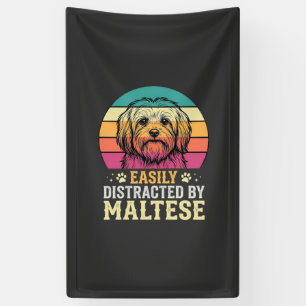 Malteserhund Retro-Sonnenuntergang abgelenkt Banner