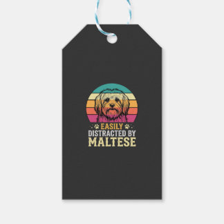 Malteserhund Retro-Sonnenuntergang abgelenkt Geschenkanhänger