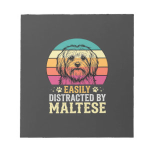 Malteserhund Retro-Sonnenuntergang abgelenkt Notizblock