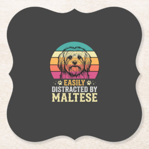 Malteserhund Retro-Sonnenuntergang abgelenkt Untersetzer