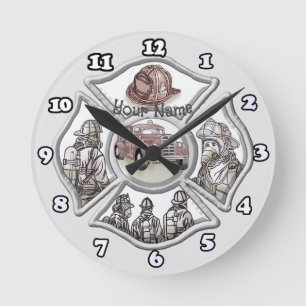 Malteserkreuz-Feuerwehrmann Runde Wanduhr