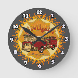 Malteserkreuz-Feuerwehrwagen-Uhr Runde Wanduhr
