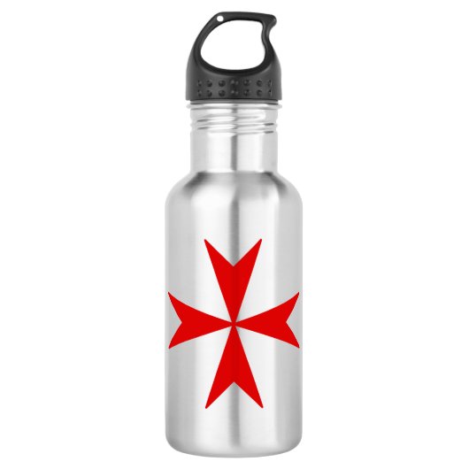 Malteserkreuz (rot) edelstahlflasche (Vorderseite)
