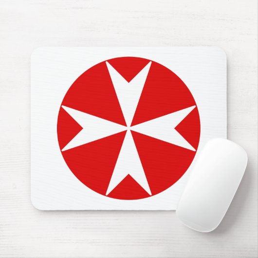 Malteserkreuz v2 (weiß auf rot) mousepad (Mit Mouse)