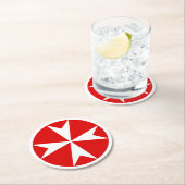 Malteserkreuz v2 (weiß auf rot) runder pappuntersetzer (Vor Ort)