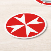 Malteserkreuz v2 (weiß auf rot) runder pappuntersetzer (Angewinkelt)