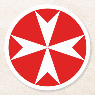 Malteserkreuz v2 (weiß auf rot) runder pappuntersetzer
