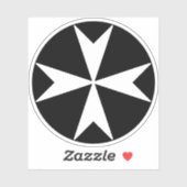 Malteserkreuz v2 (weiß auf schwarz) aufkleber (Blatt)