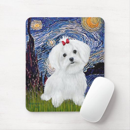 Maltesisch 8 pup - Starry Night Mousepad (Mit Mouse)