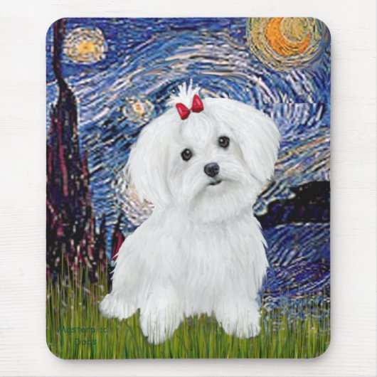 Maltesisch 8 pup - Starry Night Mousepad (Vorne)