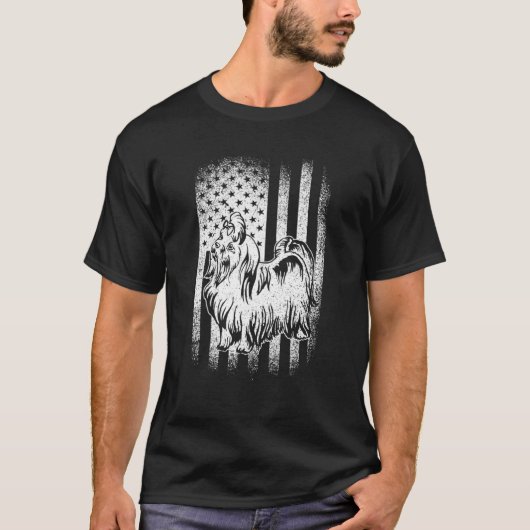 Maltesisch American Flag Hund Vater Hunde Mama T-Shirt (Vorderseite)