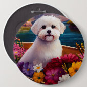 Maltesisch auf dem Paddle: Ein Landschaftliches Ab Button (Vorne & Hinten)