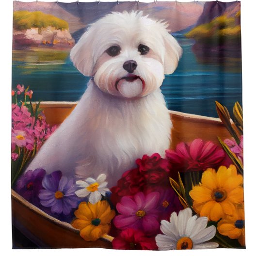 Maltesisch auf dem Paddle: Ein Landschaftliches Ab Duschvorhang (Vorderseite)