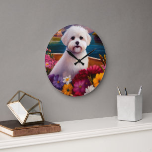 Maltesisch auf dem Paddle: Ein Landschaftliches Ab Große Wanduhr