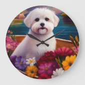 Maltesisch auf dem Paddle: Ein Landschaftliches Ab Große Wanduhr (Vorderseite)