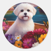 Maltesisch auf dem Paddle: Ein Landschaftliches Ab Runder Aufkleber (Vorderseite)