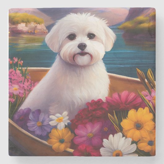 Maltesisch auf dem Paddle: Ein Landschaftliches Ab Steinuntersetzer (Vorderseite)