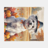 Maltesisch im Herbst hinterlässt Erntedank Kunst Fleecedecke (Vorderseite (Horizontal))