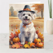 Maltesisch im Herbst hinterlässt Erntedank Kunst Karte (Vorderseite)