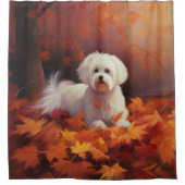 Maltesisch im Herbst Leaves Fall Inspiriert Duschvorhang (Vorderseite)
