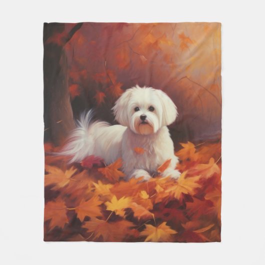 Maltesisch im Herbst Leaves Fall Inspiriert Fleecedecke (Vorderseite)