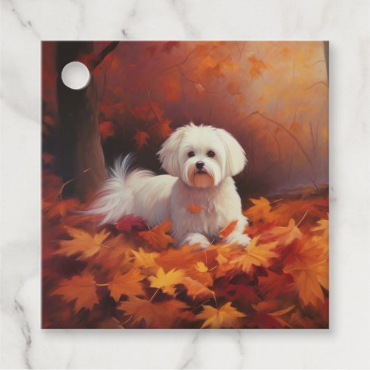 Maltesisch im Herbst Leaves Fall Inspiriert Geschenkanhänger (Vorderseite)