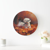 Maltesisch im Herbst Leaves Fall Inspiriert Große Wanduhr (Zuhause)