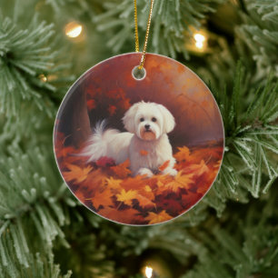 Maltesisch im Herbst Leaves Fall Inspiriert Keramik Ornament