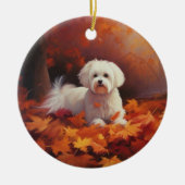 Maltesisch im Herbst Leaves Fall Inspiriert Keramik Ornament (Vorne)