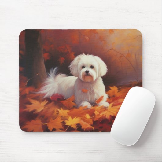 Maltesisch im Herbst Leaves Fall Inspiriert Mousepad (Mit Mouse)