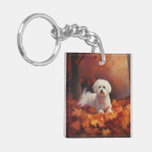 Maltesisch im Herbst Leaves Fall Inspiriert Schlüsselanhänger (Vorderseite links)
