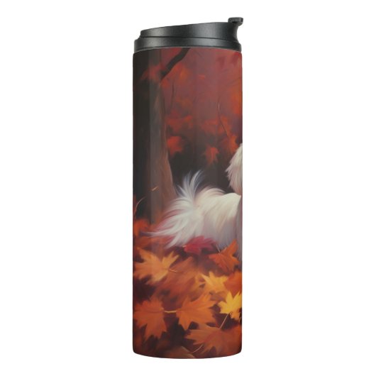 Maltesisch im Herbst Leaves Fall Inspiriert Thermosbecher (Nach links gedreht)