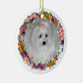 Maltesisch mit Blume verwöhnt Keramikornament (Rechts)