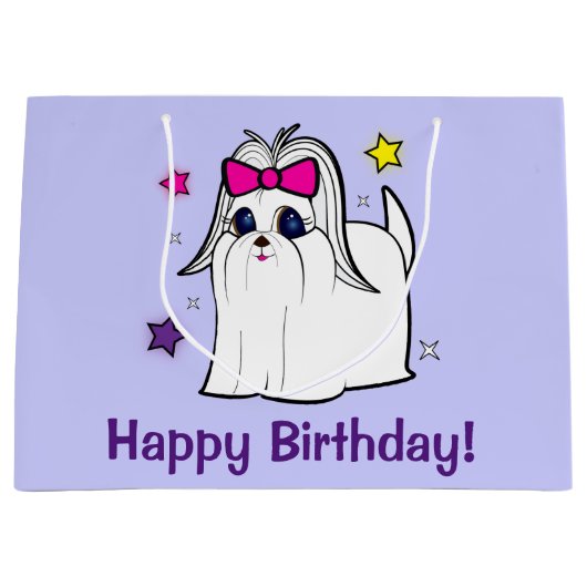 Maltesisch mit Bogen-und Stern-alles Gute zum Große Geschenktüte (Vorderseite)