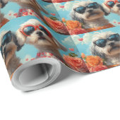 Maltesisch mit Herz-Rose Valentinstag Geschenkpapier (Rolleneckpunkt)