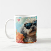 Maltesisch mit Herz-Rose Valentinstag Kaffeetasse (Links)