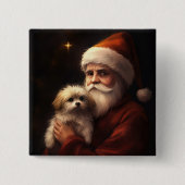 Maltesisch mit Weihnachtsmann Weihnachten Button (Vorderseite)