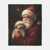 Maltesisch mit Weihnachtsmann Weihnachten Fleecedecke (Vorderseite)