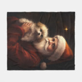 Maltesisch mit Weihnachtsmann Weihnachten Fleecedecke (Vorderseite (Horizontal))