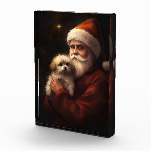 Maltesisch mit Weihnachtsmann Weihnachten Fotoblock