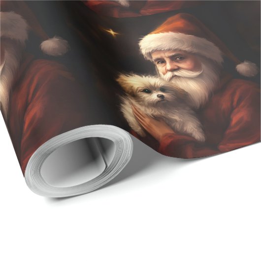 Maltesisch mit Weihnachtsmann Weihnachten Geschenkpapier (Rolleneckpunkt)