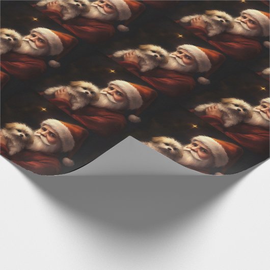 Maltesisch mit Weihnachtsmann Weihnachten Geschenkpapier (Ecke)